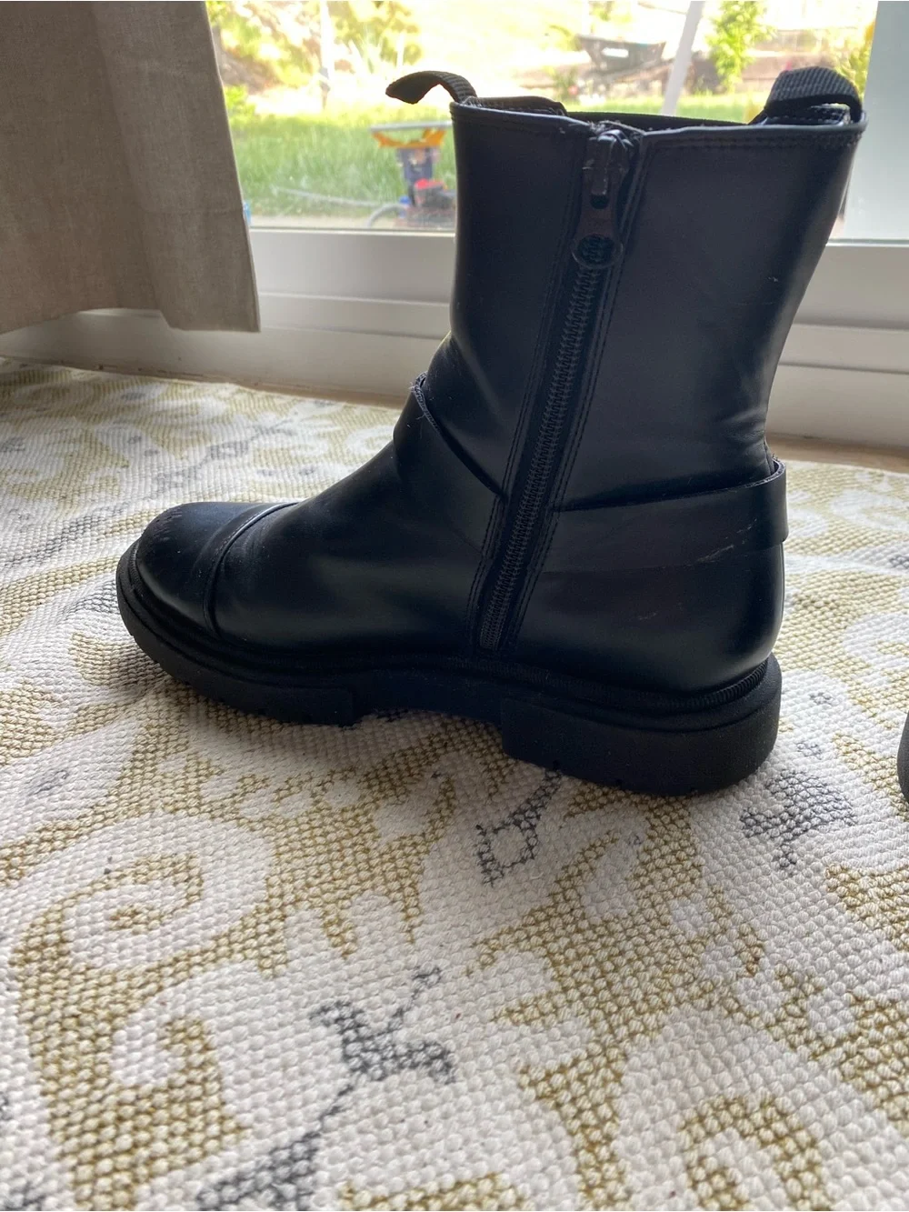 Art Class Kids Black Ring Harness Chunky Zippered Ankle Boots